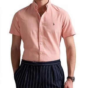 MENS XLT Ralph Lauren Pink Casual Short sleeve Button Down Shirt
